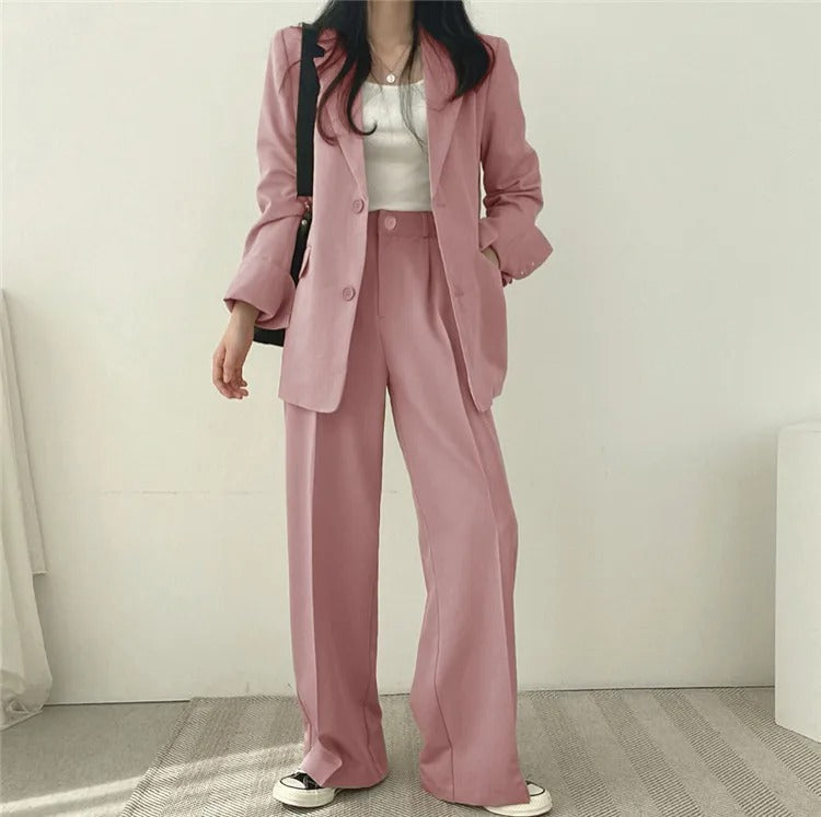 Costume Pantalon Femme Coupe Loose Blazer Baggy