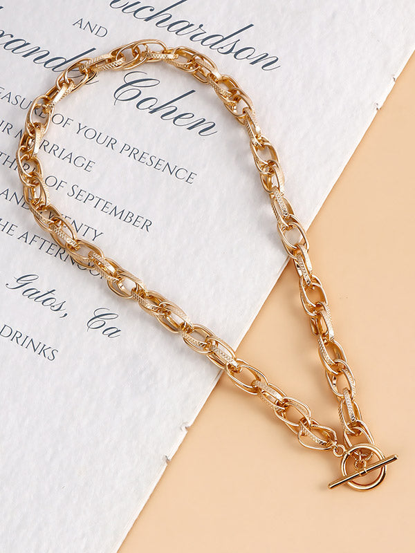 Collier ajouré délicat à chaîne, couleur unie