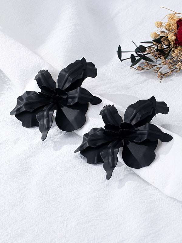 Boucles d'oreilles en forme de fleur, couleur unie