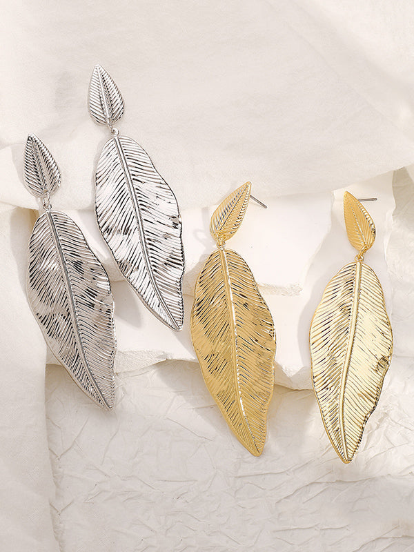 Boucles d'oreilles pendantes en forme de feuilles