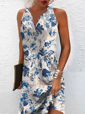 Robe courte ample imprimée grande taille, à empiècements, à col en V
