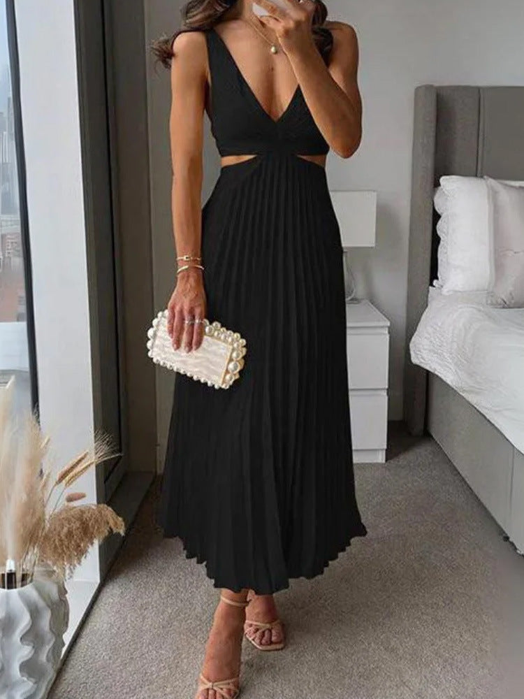 Julieta - Robe maxi plissée avec décolleté