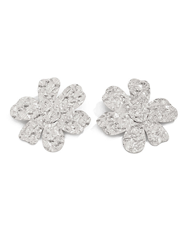 Boucles d'oreilles à coupe irrégulière, en forme de fleur