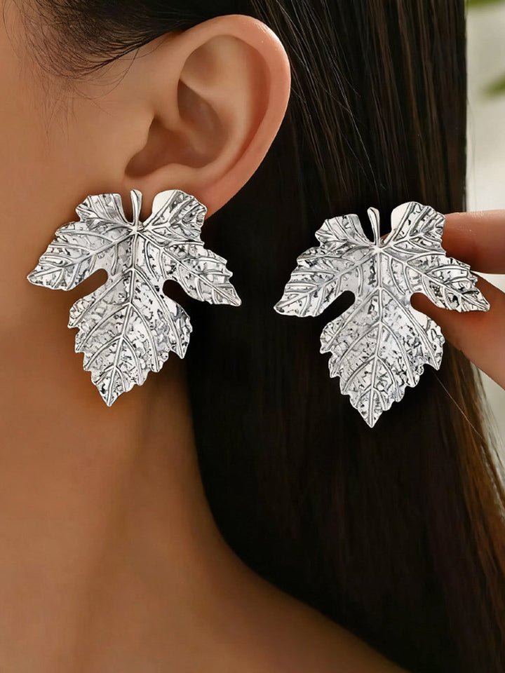 Boucles d'oreilles en forme de feuilles, couleur unie