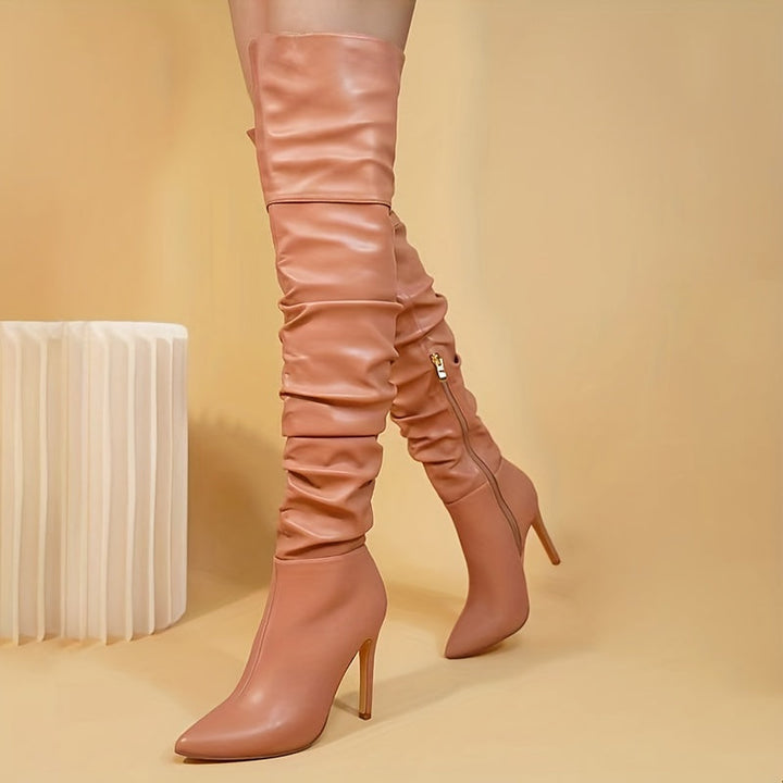 Bottes Overknee Femme | Forme de orteil pointue avec fermeture éclair latérale