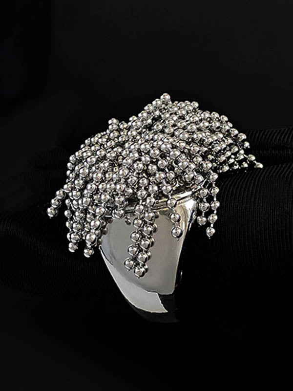 Bague géométrique à pompons