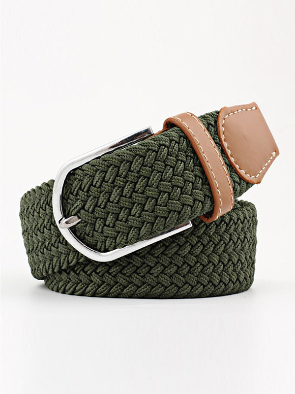 Ceinture tissée de couleurs contrastées simples, 20 couleurs