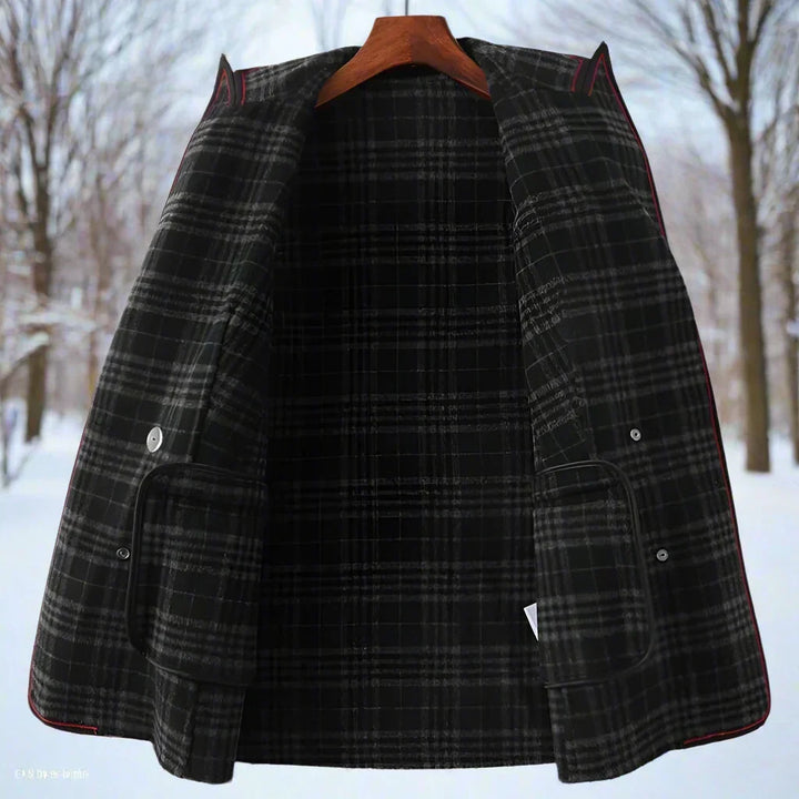 Manteau long à carreaux élégant, intemporel et chaud pour femmes