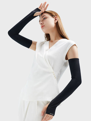 Manchette anti-UV simple en soie glacée, couleur unie