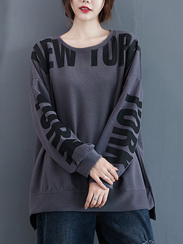 Sweat-shirt élégant à col rond et lettres imprimées