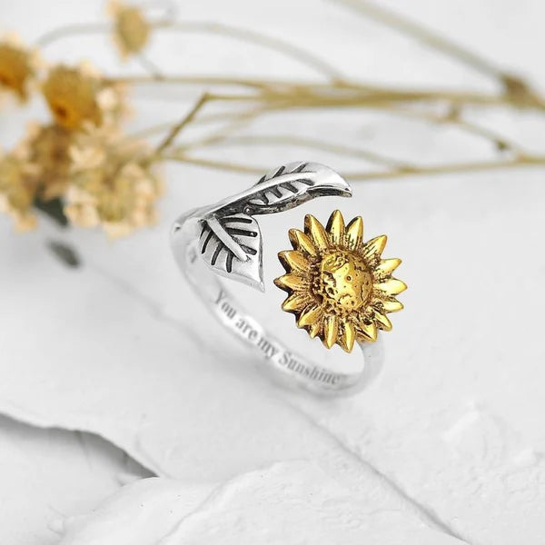 Bague tournesol en or ajustable
