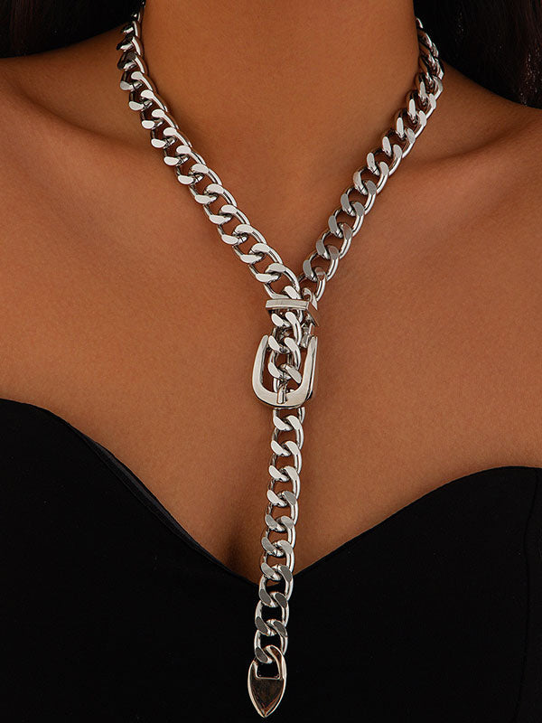 Collier géométrique à chaîne, couleur unie