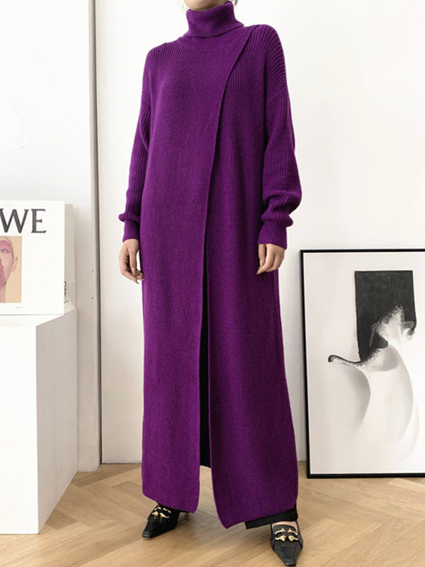 Robe ample fendue devant couleur unie
