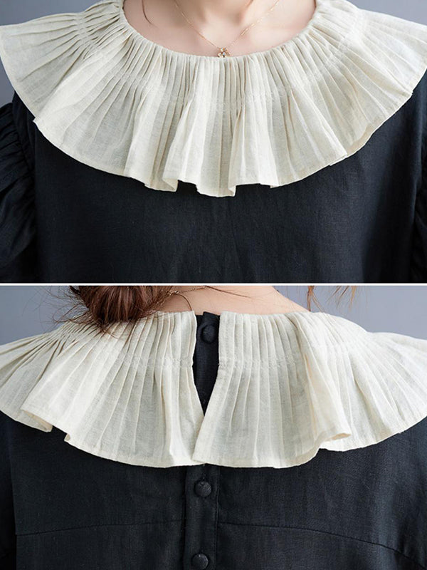 Robe mi-longue vintage, à falbalas, couleur contrastée