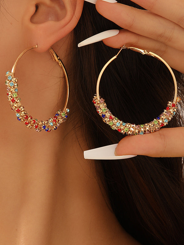 Boucles d'oreilles pendantes géométriques à strass