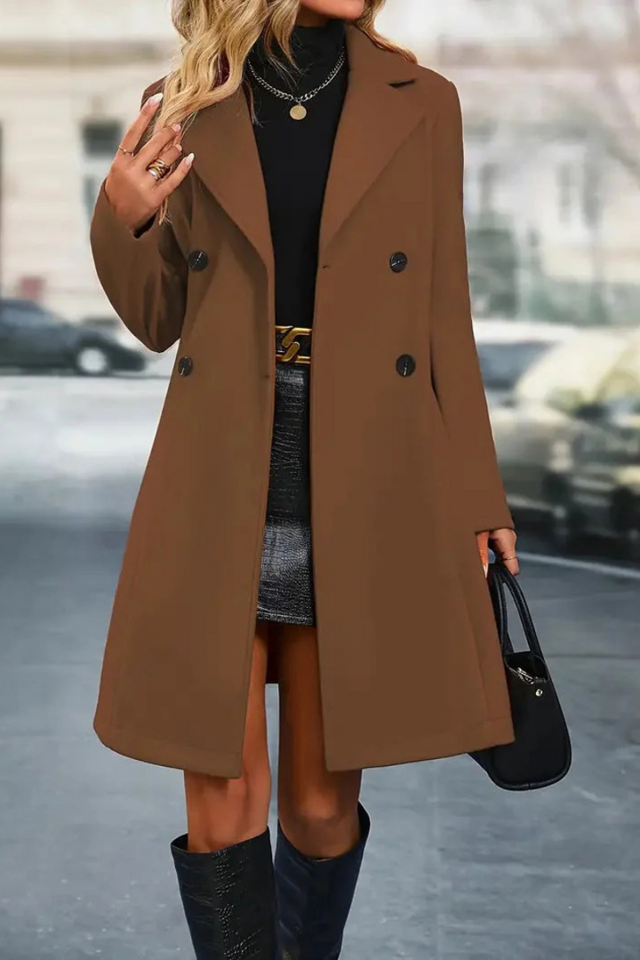 Trench-coat élégant à double boutonnage pour femmes | Long