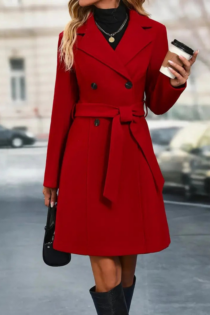 Trench-coat élégant à double boutonnage pour femmes | Long