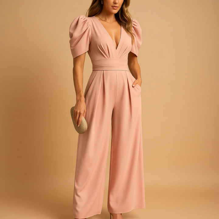 Jumpsuit élégant à décolleté en V pour femmes | Invitées de mariage