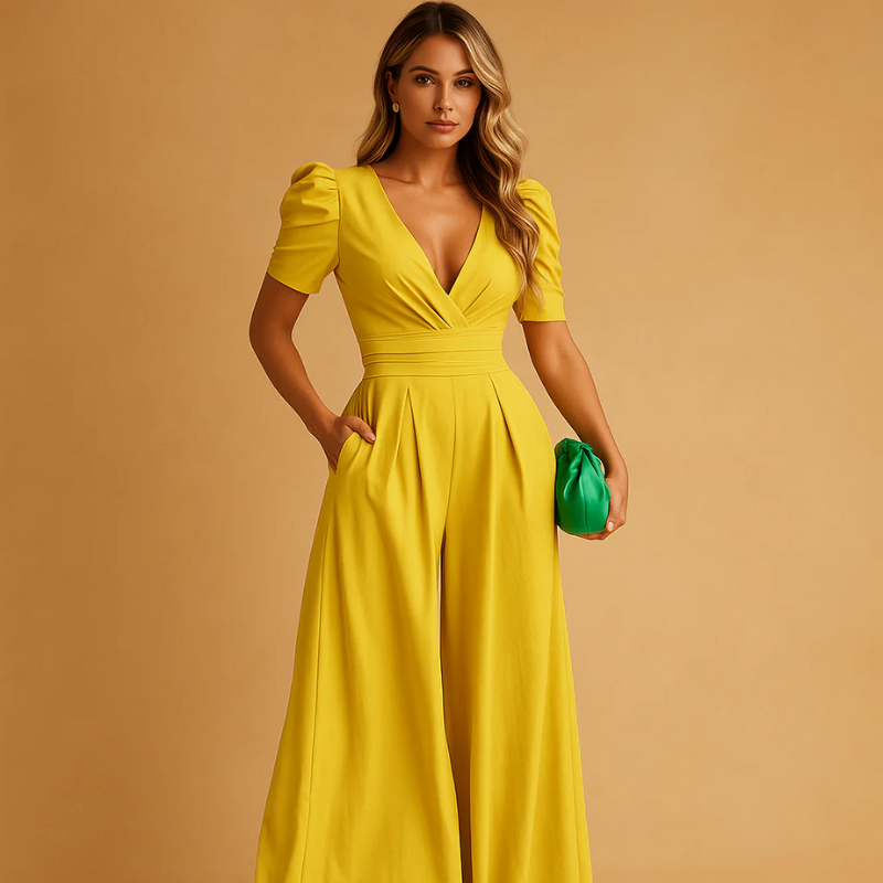 Jumpsuit élégant à décolleté en V pour femmes | Invitées de mariage