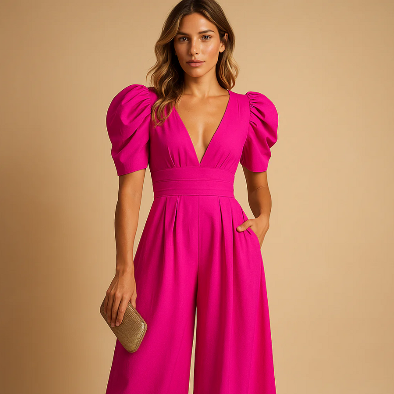 Jumpsuit élégant à décolleté en V pour femmes | Invitées de mariage