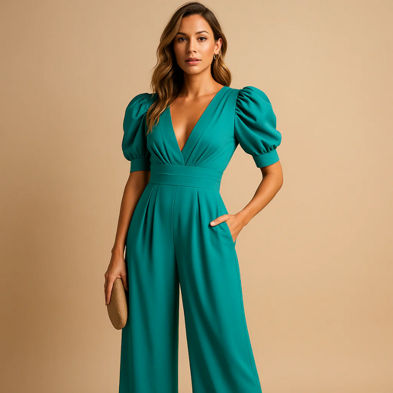 Jumpsuit élégant à décolleté en V pour femmes | Invitées de mariage