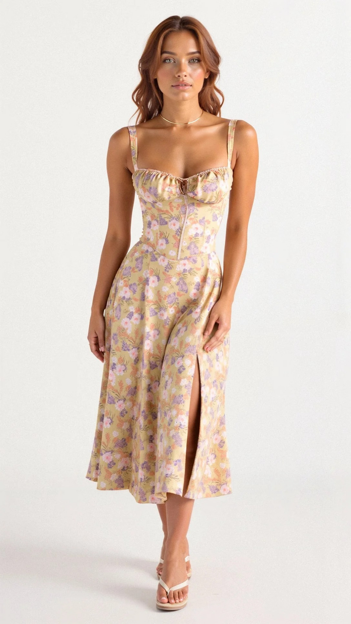 Robe d'été élégante en corset pour femmes | Midi