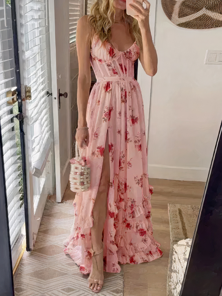 Robe corset élégante à fleurs pour femmes | Maxi