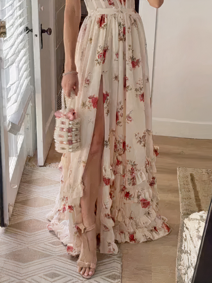 Robe corset élégante à fleurs pour femmes | Maxi