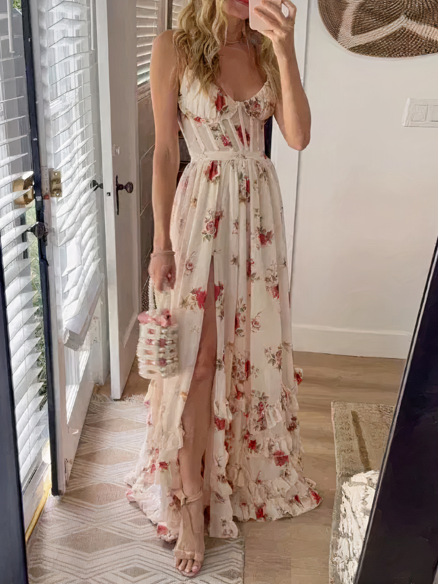Robe corset élégante à fleurs pour femmes | Maxi