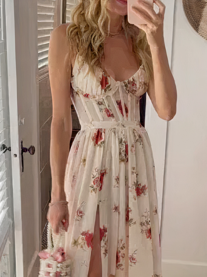 Robe corset élégante à fleurs pour femmes | Maxi