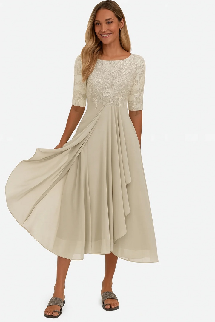 Robe de demoiselle d'honneur vintage élégante pour femmes | Midi