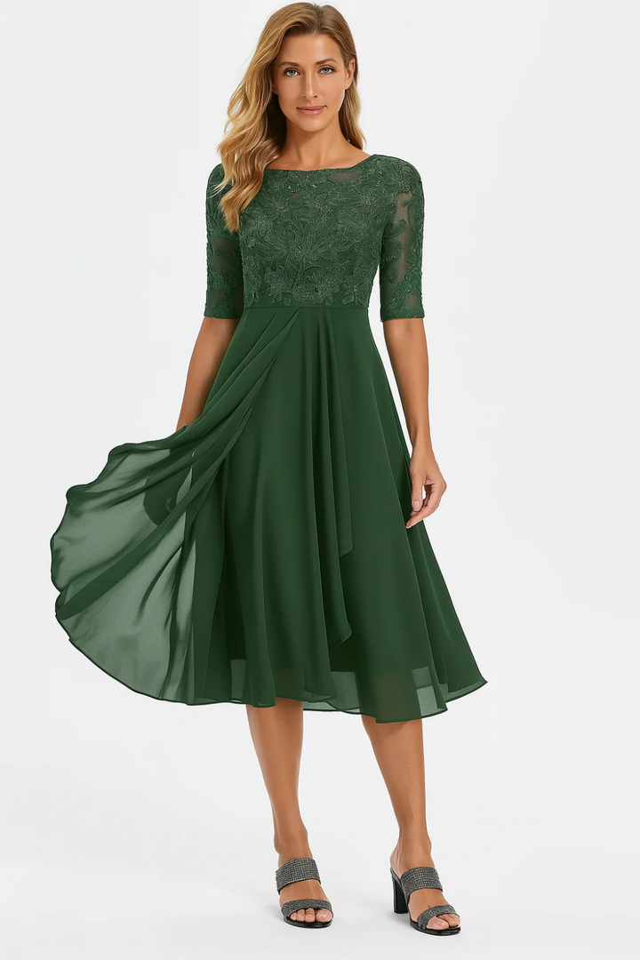 Robe de demoiselle d'honneur vintage élégante pour femmes | Midi