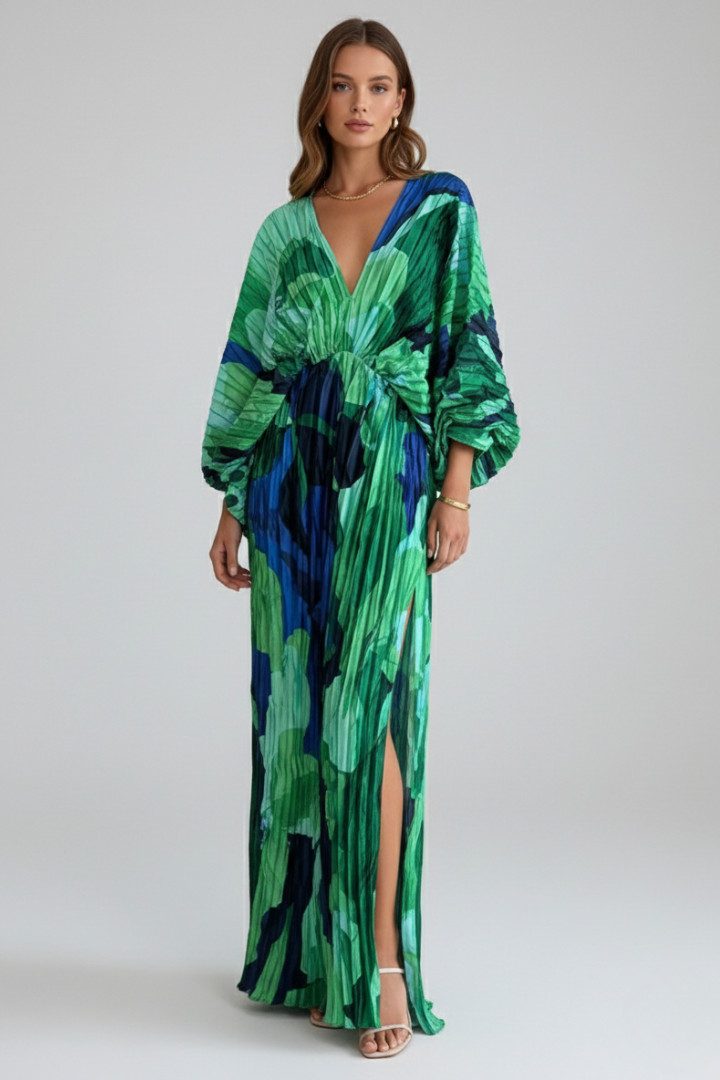 Eleonore | Robe Maxi Portefeuille Femme Décolleté en V Manches Longues