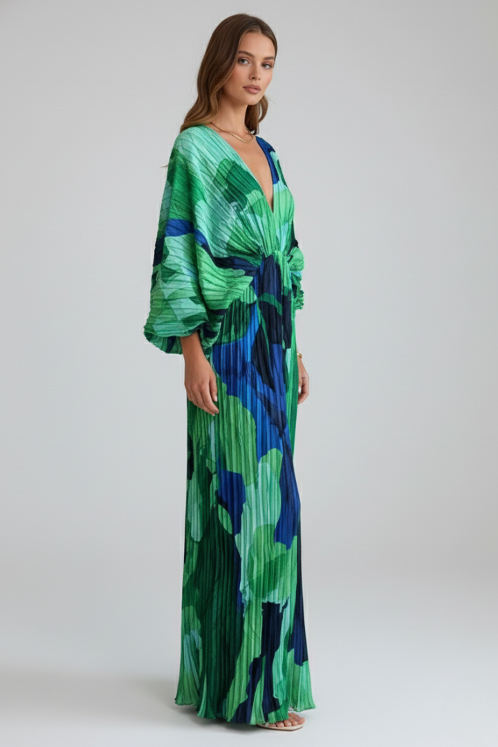 Eleonore | Robe Maxi Portefeuille Femme Décolleté en V Manches Longues