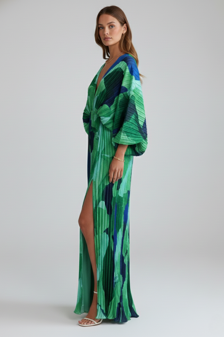 Eleonore | Robe Maxi Portefeuille Femme Décolleté en V Manches Longues