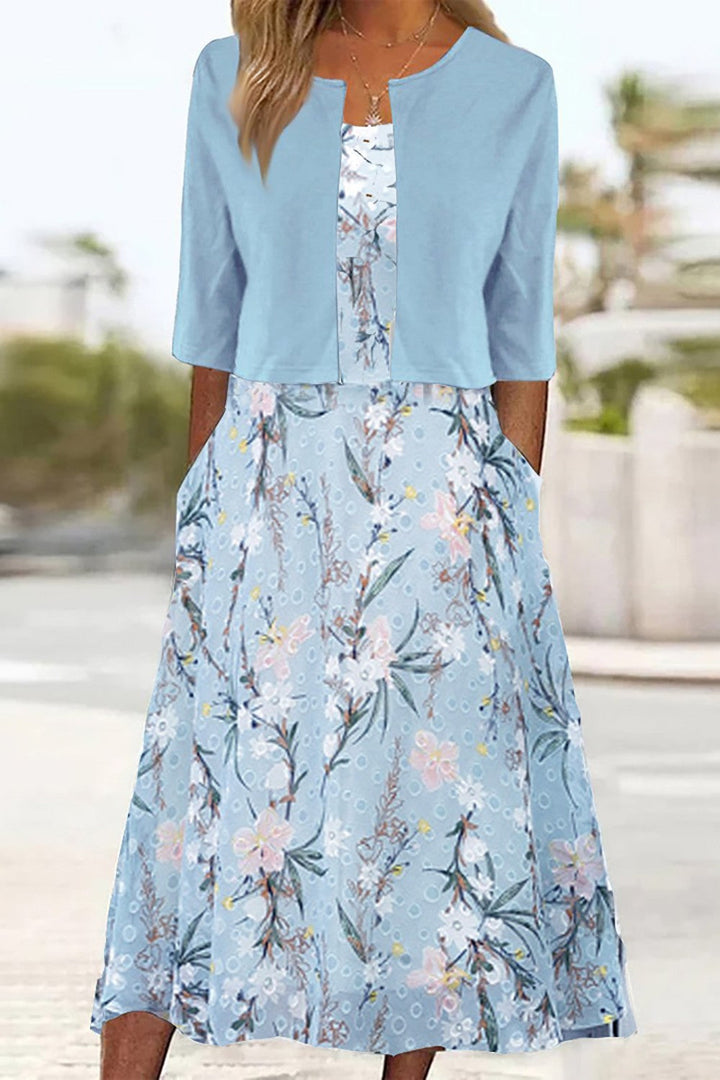Elise | Robe midi à fleurs en deux parties