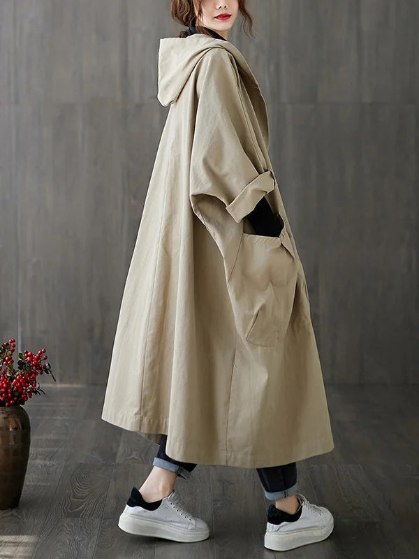 Ella | Manteau Trench Long Imperméable à Capuche pour Femmes