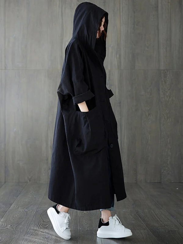 Ella | Manteau Trench Long Imperméable à Capuche pour Femmes