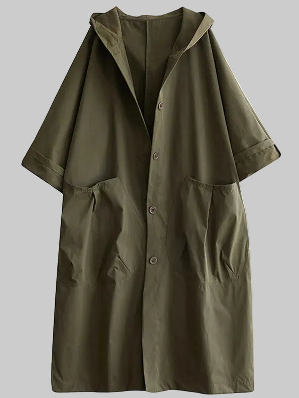 Ella | Manteau Trench Long Imperméable à Capuche pour Femmes