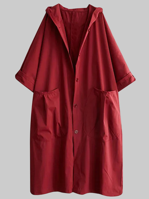 Ella | Manteau Trench Long Imperméable à Capuche pour Femmes
