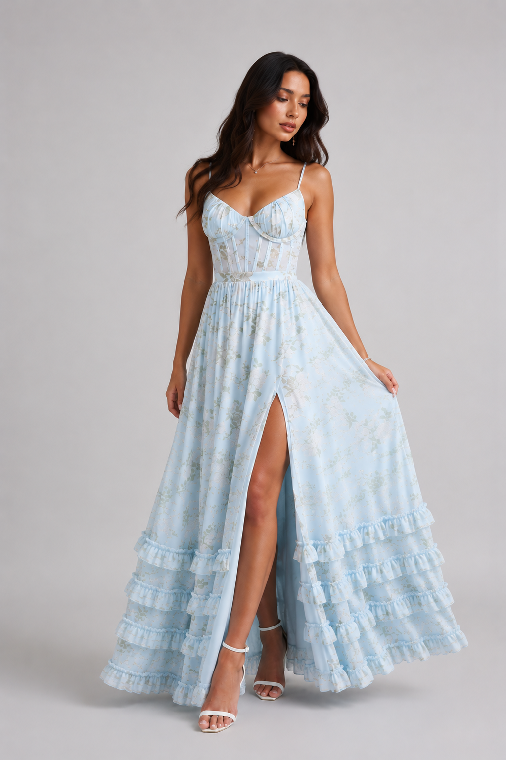 Ella | Robe maxi à fleurs avec fente pour femmes