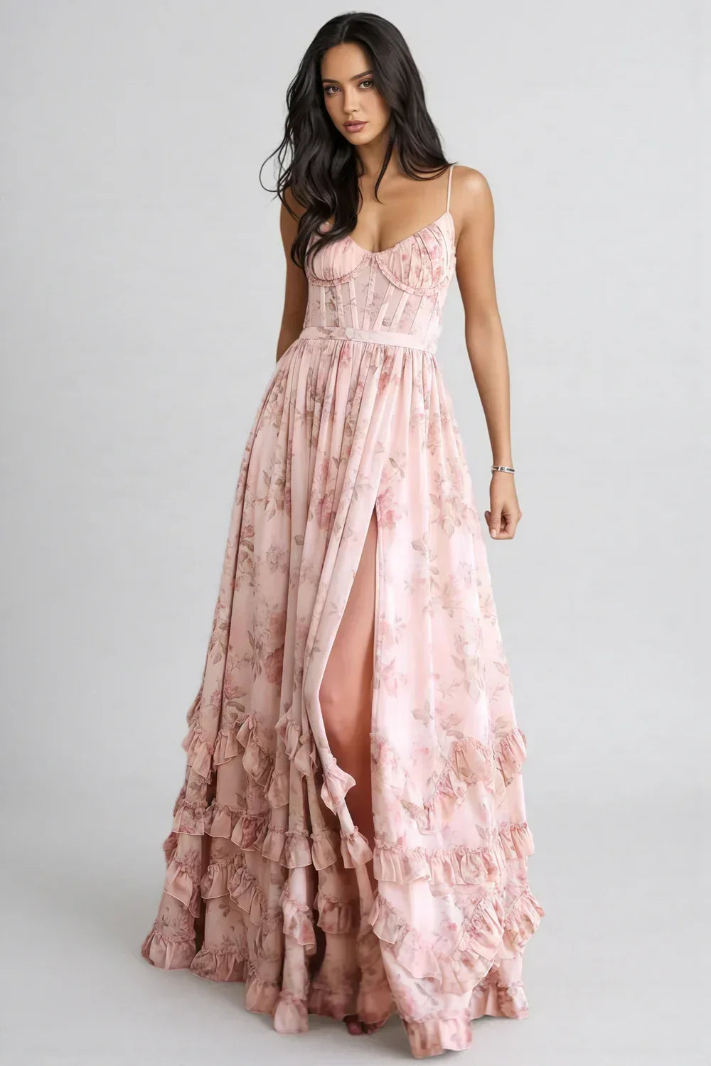 Ella | Robe maxi à fleurs avec fente pour femmes