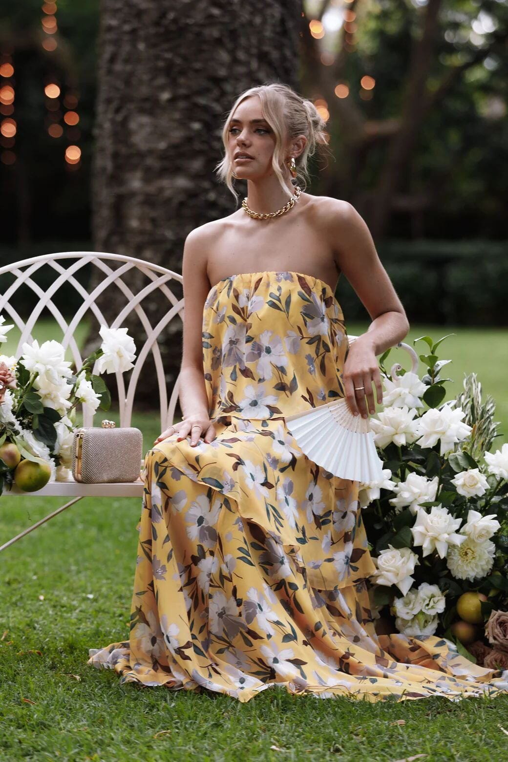 Elsie - Robe Maxi Sans Bretelles à Pois