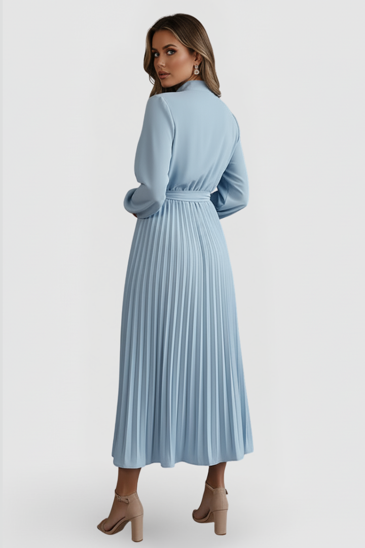 Emilia | Robe Midi Plissée Femme à Manches Longues