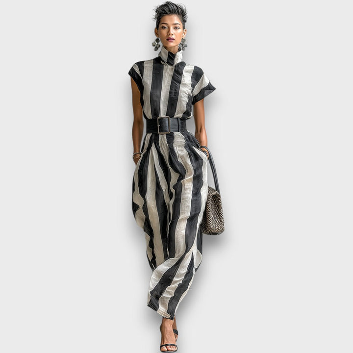 Liriane – Robe maxi rayée en chiffon