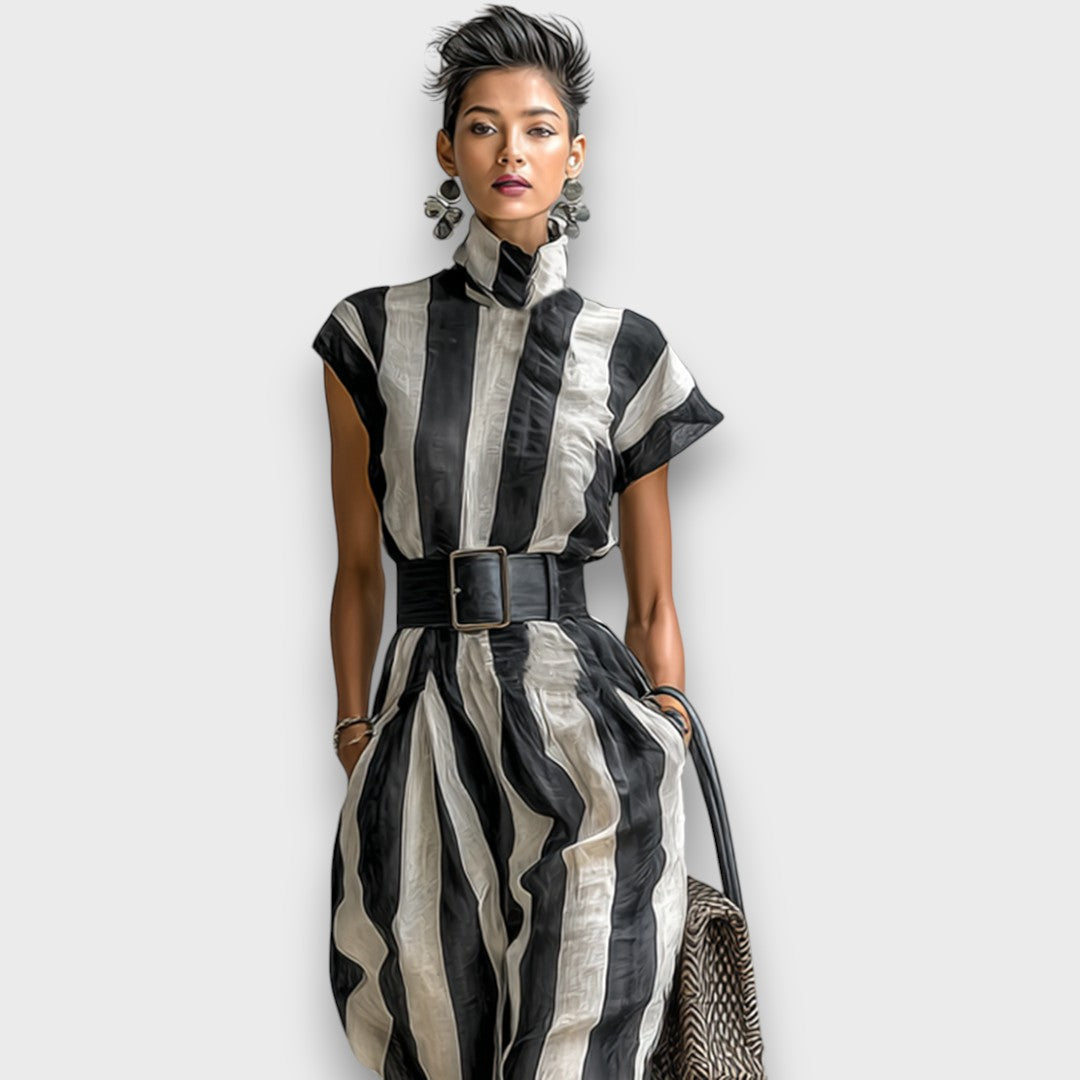 Liriane – Robe maxi rayée en chiffon