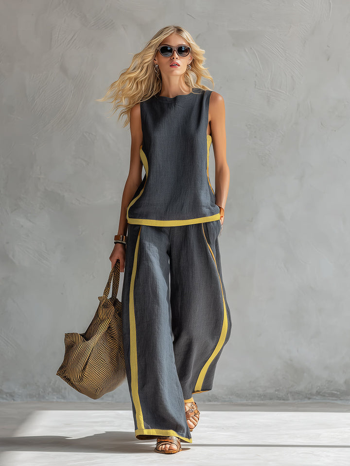 Estelle | Ensemble sans manches pour femmes avec pantalon large