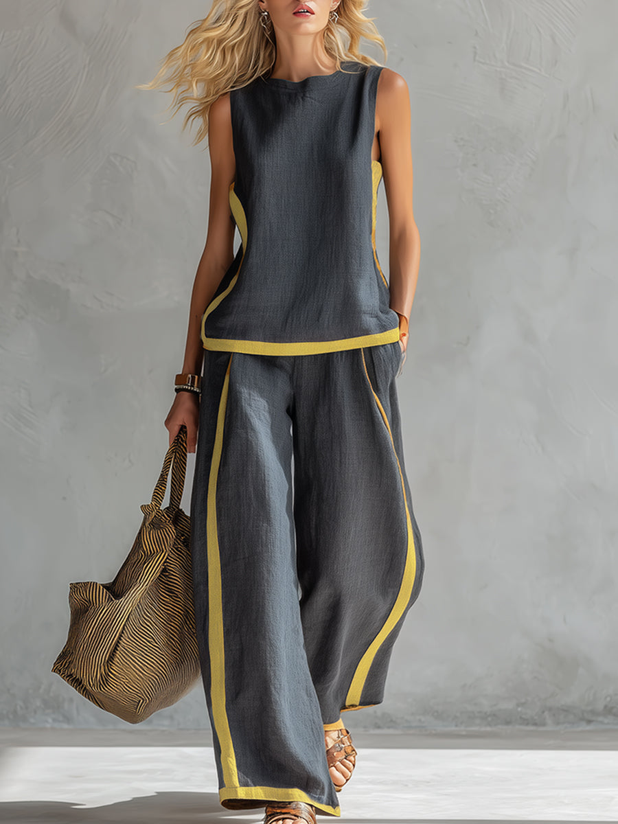 Estelle | Ensemble sans manches pour femmes avec pantalon large