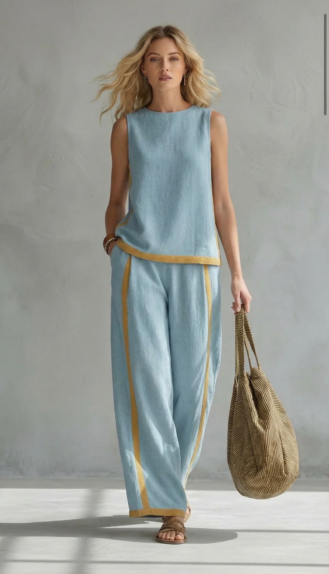 Estelle | Ensemble sans manches pour femmes avec pantalon large