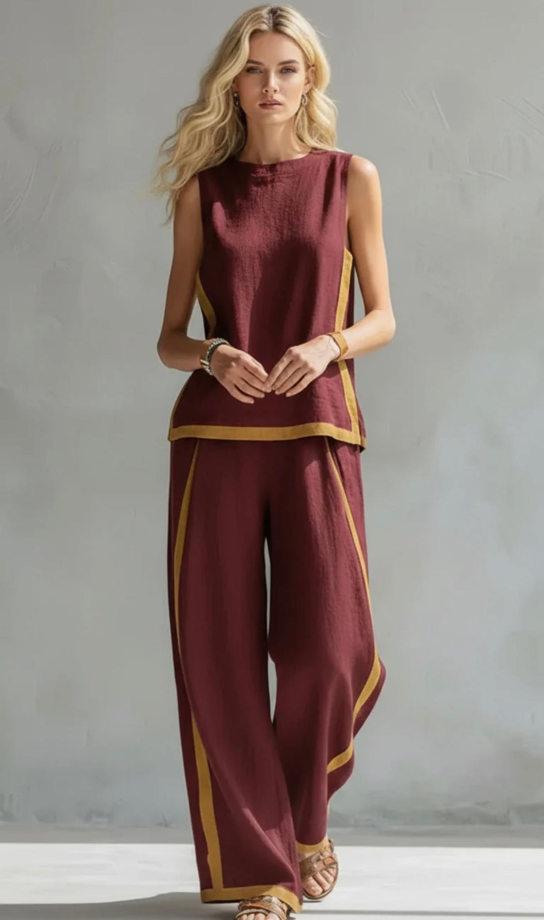 Estelle | Ensemble sans manches pour femmes avec pantalon large